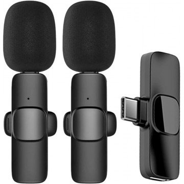 microfone de lapela wireless duplo tipo-c k9
