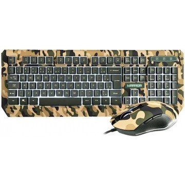 kit teclado + mouse gamer 3200dpi kyler warrior camuflato