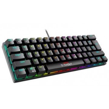 teclado gamer mecânico 60% t-wolf t61 preto