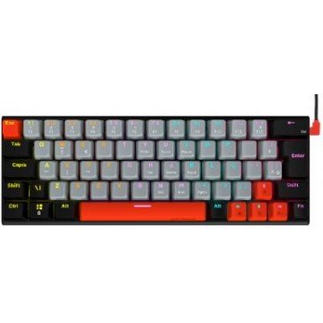 teclado gamer mecânico 60% Switch Red pcyes kuromori preto/vermelho/cinza