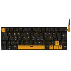 teclado gamer mecânico 60% Switch Blue pcyes kuromori preto/amarelo