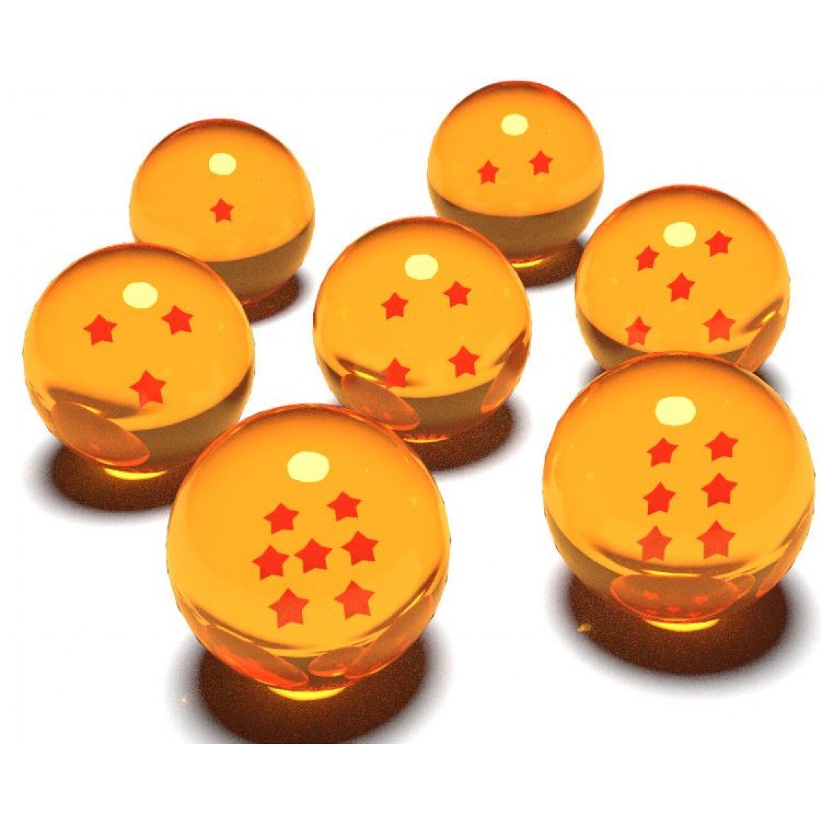 Excelente Lote de 7 esferas do Dragão de ótima qualidade tamanho 3.5 cm